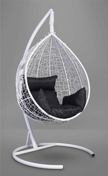 Подвесное кресло-кокон SEVILLA белое, черная подушка (Laura Outdoor)