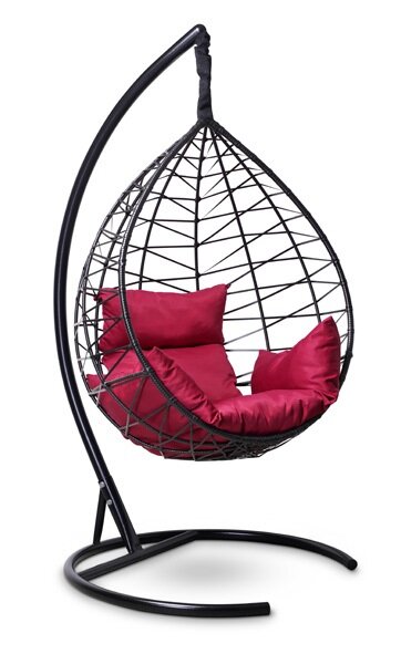 Подвесное кресло-кокон ALICANTE горячий шоколад, бордовая подушка (Laura Outdoor)