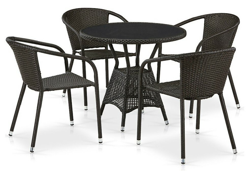 Комплекты мебели для летнего кафе T707ANS Y137C-W53 4Pcs Brown