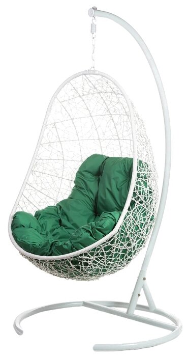 Кресло подвесное Bigarden quot;Easyquot;, белое, со стойкой, зеленая подушка