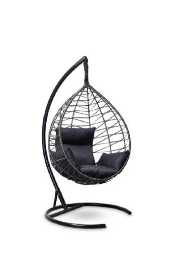 Подвесное кресло-кокон ALICANTE черное + каркас + черная подушка