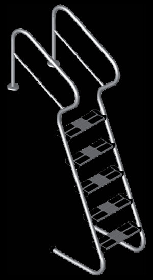 Лестница Marina, нерж. сталь V2A, 4 ступени с противоскользящими накладками IDEAL