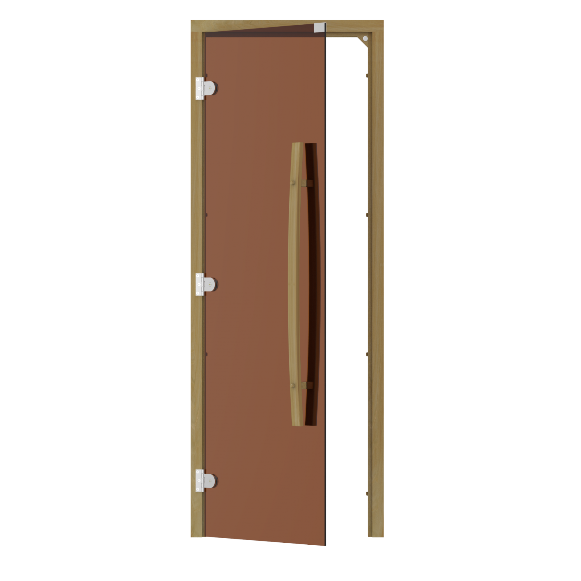 Комплект двери с quot;бронзовымquot; стеклом SAWO 741-3SGD-L-1 (кедр, без порога, изогнутая ручка, левая)