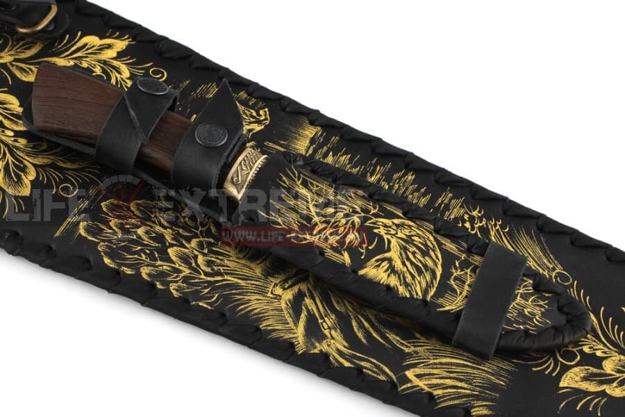Подарочный набор шампуров козырный в кожаном чехле с ножом