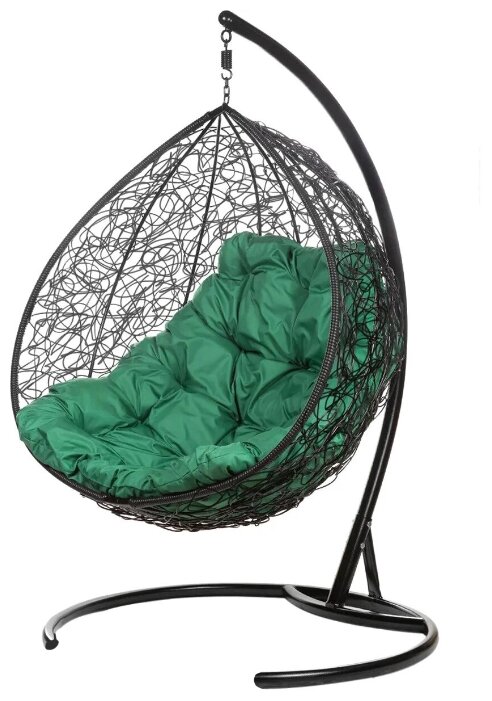 Кресло подвесное Bigarden quot;Gemeni Promoquot;, черное, зеленая подушка