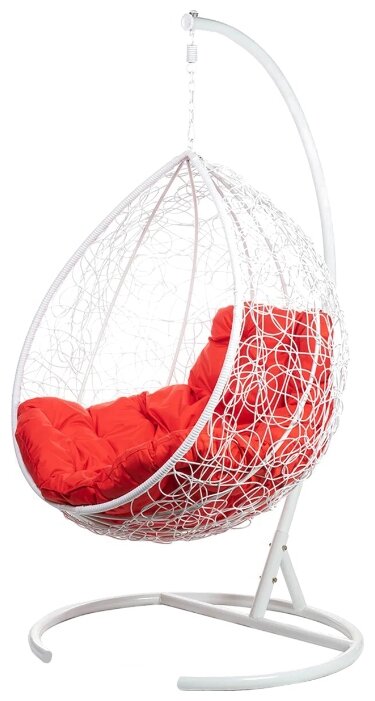 Кресло подвесное Bigarden quot;Tropicaquot;, белое, со стойкой, красная подушка