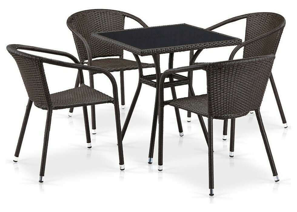 Комплекты мебели для летнего кафе T282BNS Y137C-W53 Brown 4Pcs
