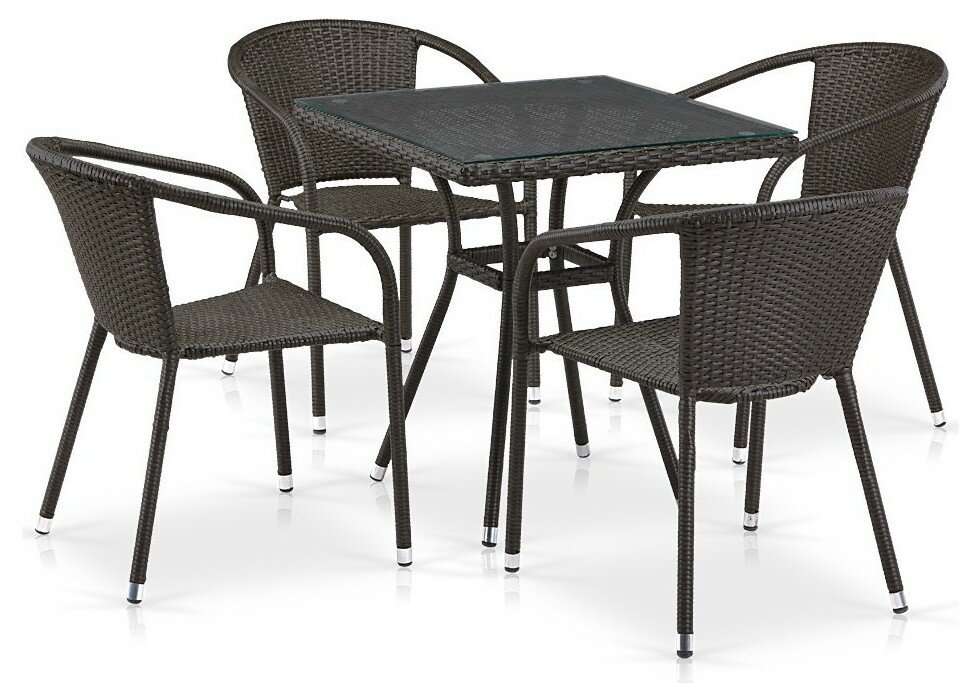 Комплекты мебели для летнего кафе T282BNT Y137C-W53 Brown 4Pcs