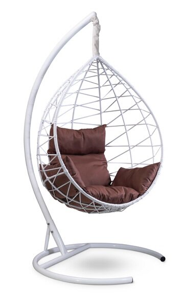 Подвесное кресло-кокон ALICANTE белое, коричневая подушка (Laura Outdoor)