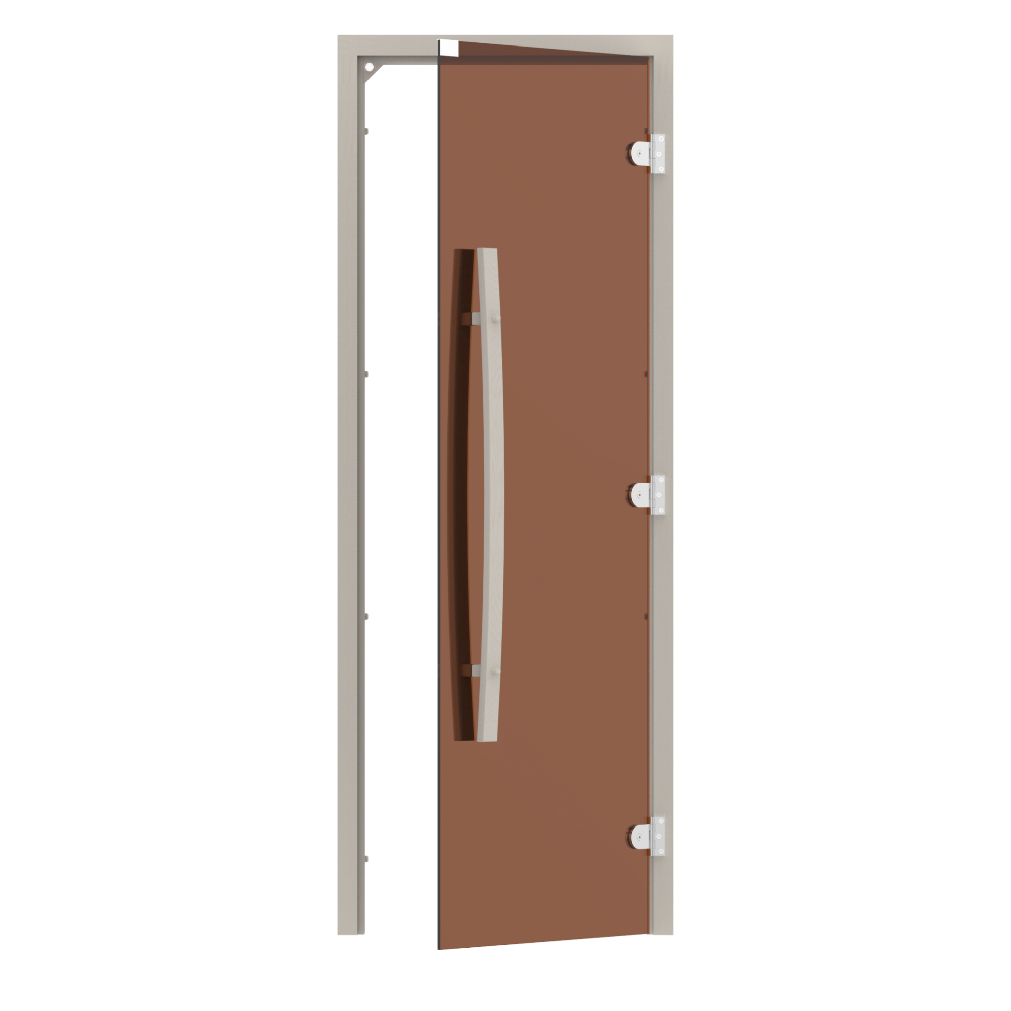 Комплект двери с quot;бронзовымquot; стеклом SAWO 741-3SGA-R-1 (осина, без порога, правая, изогнутая ручка)