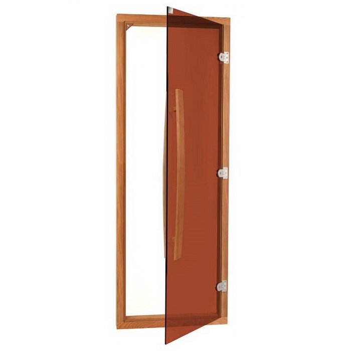 Дверь для бани Sawo 742-4SGD-1 (8х19, бронза, с вертикальной ручкой 558, с порогом, кедр)