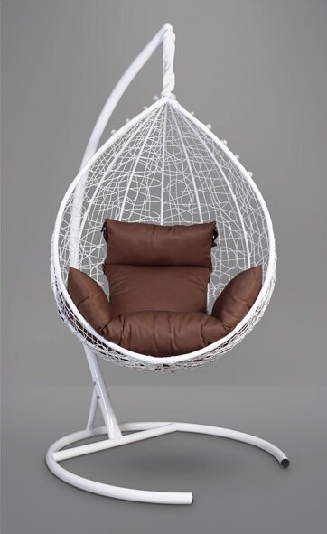 Подвесное кресло-кокон SEVILLA белое, коричневая подушка (Laura Outdoor)