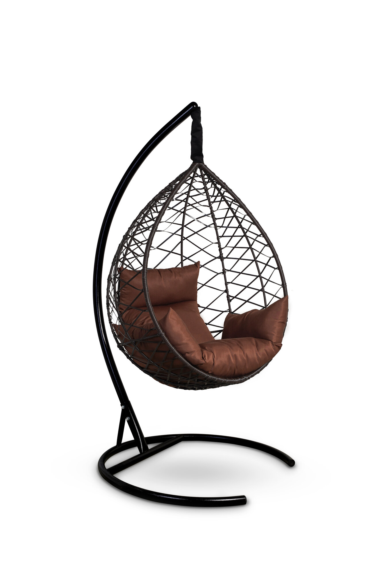 Подвесное кресло-кокон ALICANTE коричневое + каркас + коричневая подушка