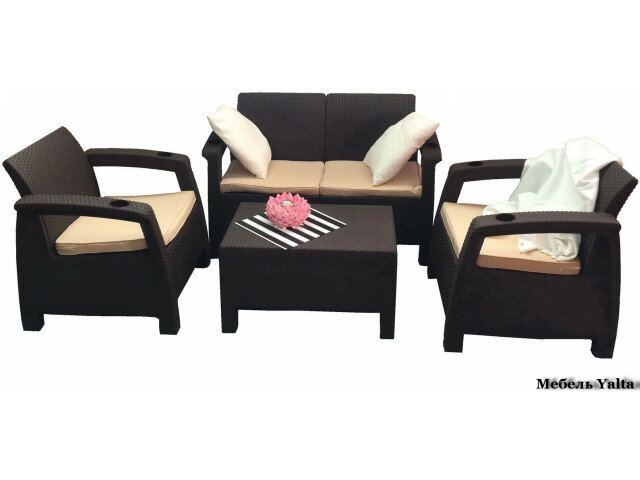 Gardeck Комплект мебели Yalta Terrace Set (двухместная софа+два кресла+столик) Коричневый