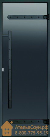 Дверь для хаммам Harvia LEGEND 7х19 (серая, черная коробка алюминий), DA71902L