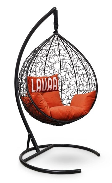 Подвесное кресло SEVILLA VELOUR черное, оранжевая подушка (Laura Outdoor)