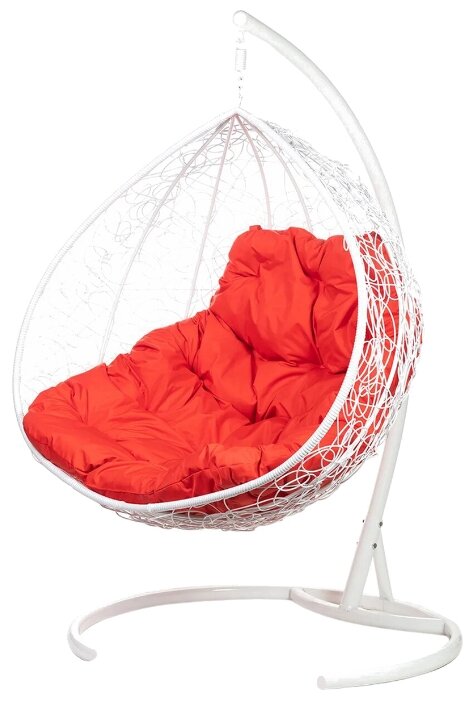 Кресло подвесное Bigarden quot;Gemeni Promoquot;, белое, красная подушка