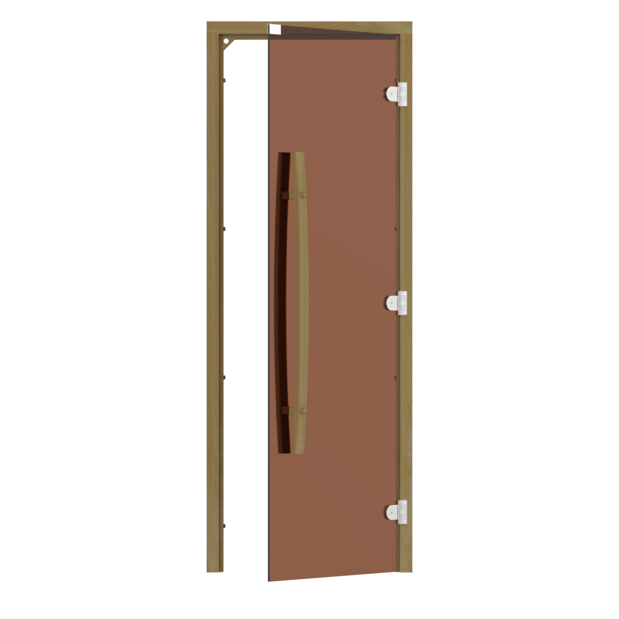 Комплект двери с quot;бронзовымquot; стеклом SAWO 741-3SGD-R-1 (кедр, без порога, правая, изогнутая ручка)