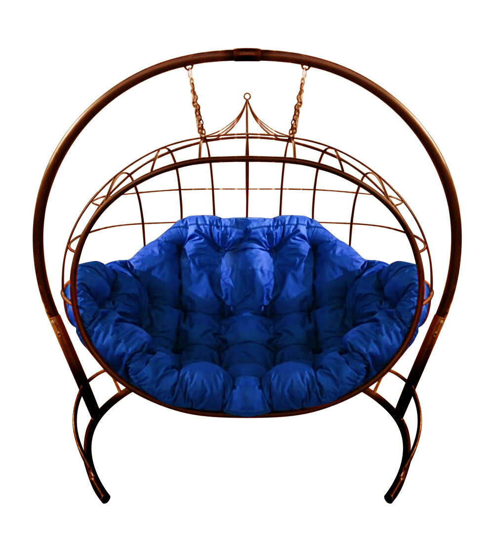 Кресло подвесное quot;Улейquot; с синей подушкой Коричневое
