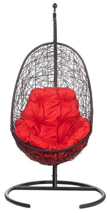 Кресло подвесное Bigarden quot;Easyquot;, черное, со стойкой, красная подушка